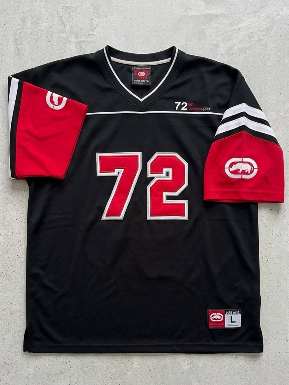 Ecko Unltd Men's Black & Red Number 72 Athletic Jersey Shirt L